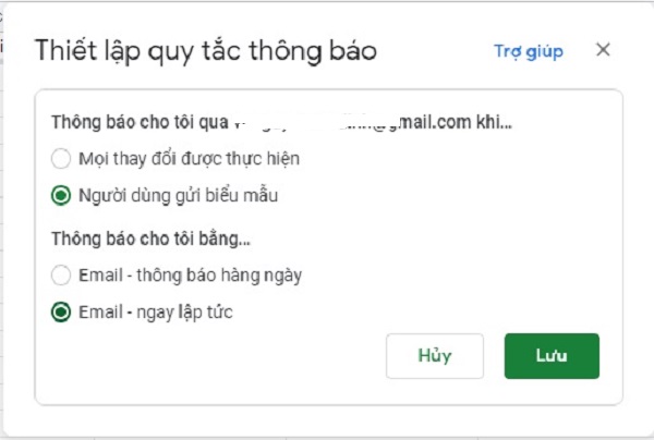 cách để nhận thông báo trong file google sheets khi có người thay đổi thông tin